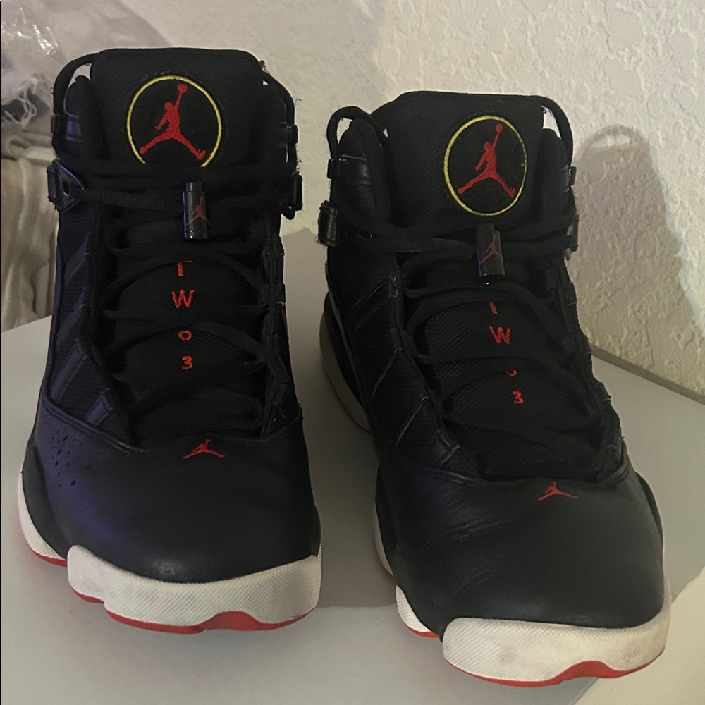 Jordan Black and Red High-Top Sneakers